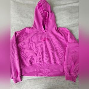 Neon Pink Cropped Gap Hoodie